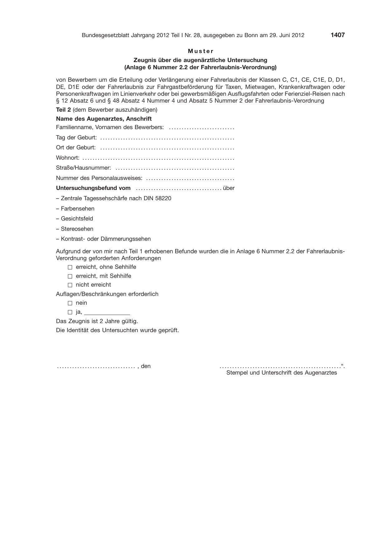BGBl. 2012, Seite 1407 — Originalseite als Abbildung