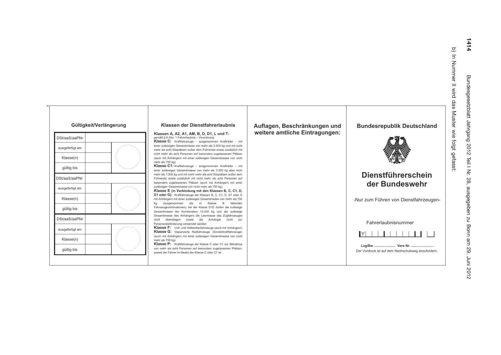 BGBl. 2012, Seite 1414 — Originalseite als Abbildung
