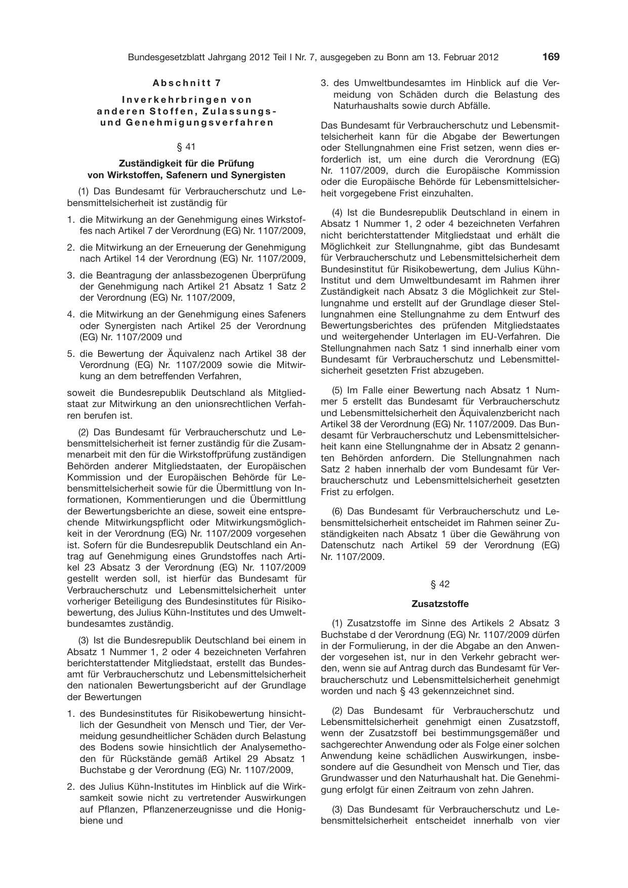 BGBl. 2012, Seite 169 — Originalseite als Abbildung