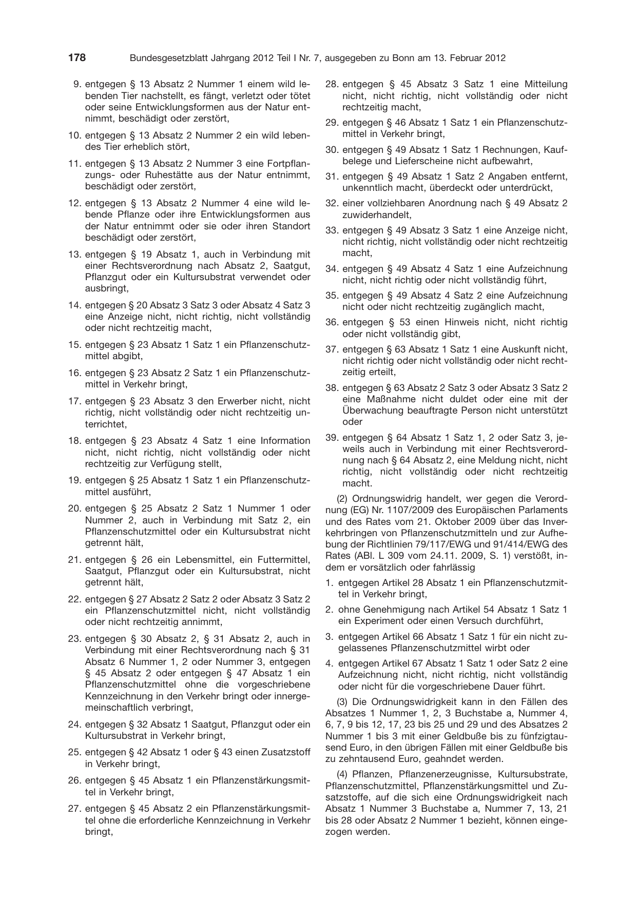 BGBl. 2012, Seite 178 — Originalseite als Abbildung
