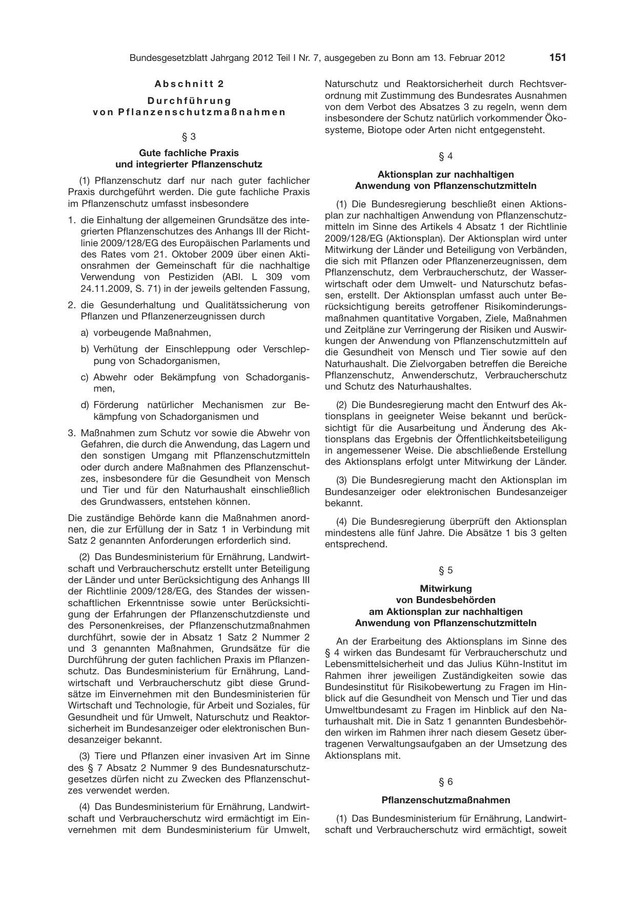 BGBl. 2012, Seite 151 — Originalseite als Abbildung