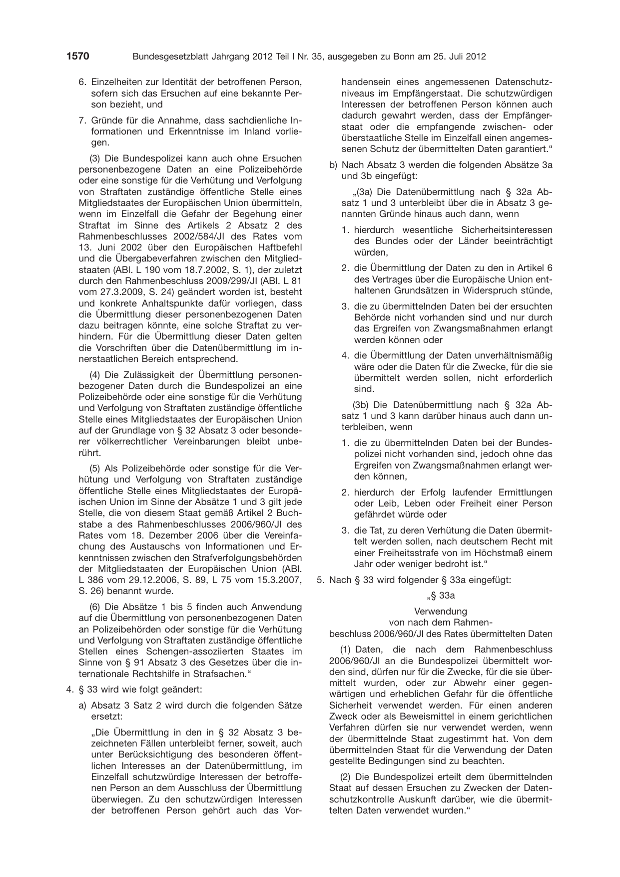 BGBl. 2012, Seite 1570 — Originalseite als Abbildung
