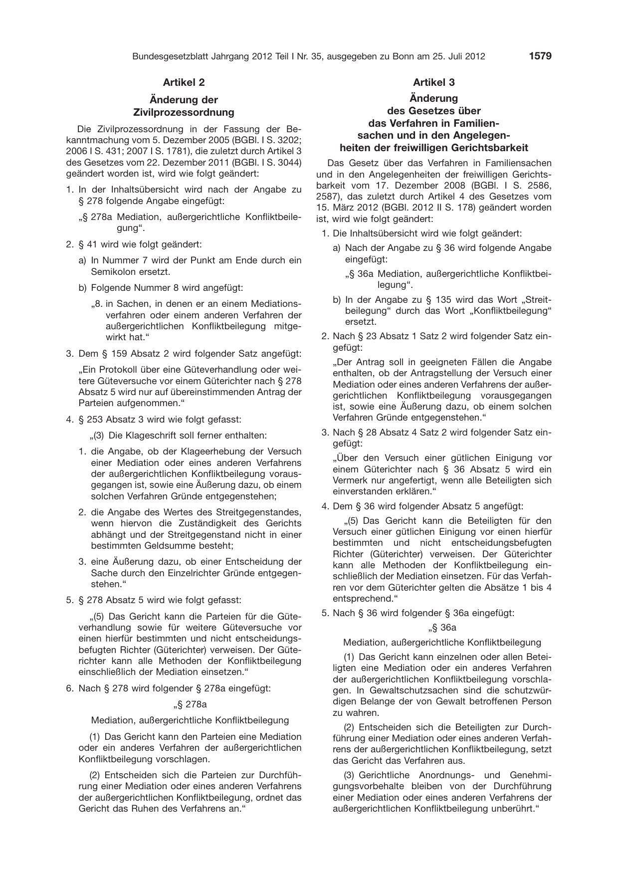 BGBl. 2012, Seite 1579 — Originalseite als Abbildung