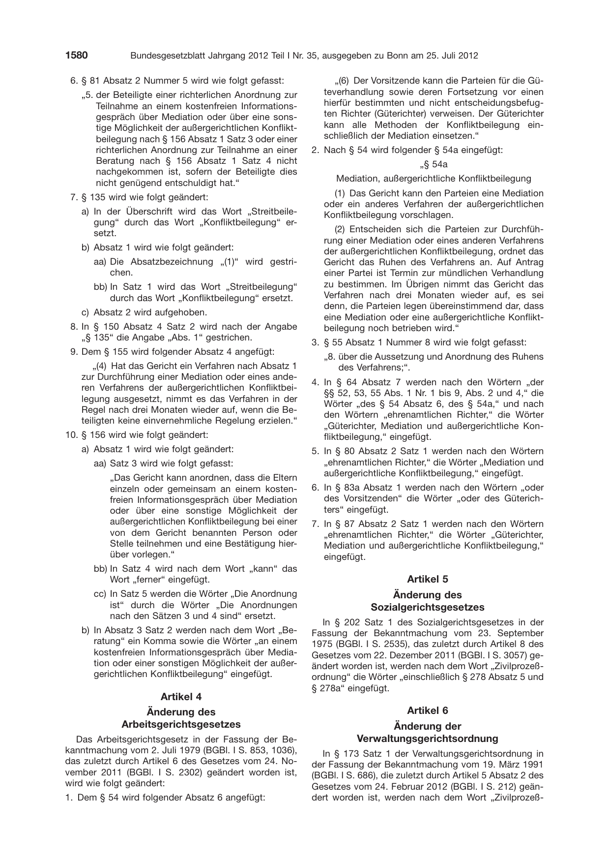 BGBl. 2012, Seite 1580 — Originalseite als Abbildung