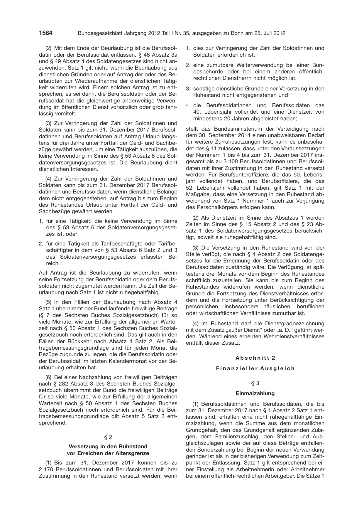 BGBl. 2012, Seite 1584 — Originalseite als Abbildung