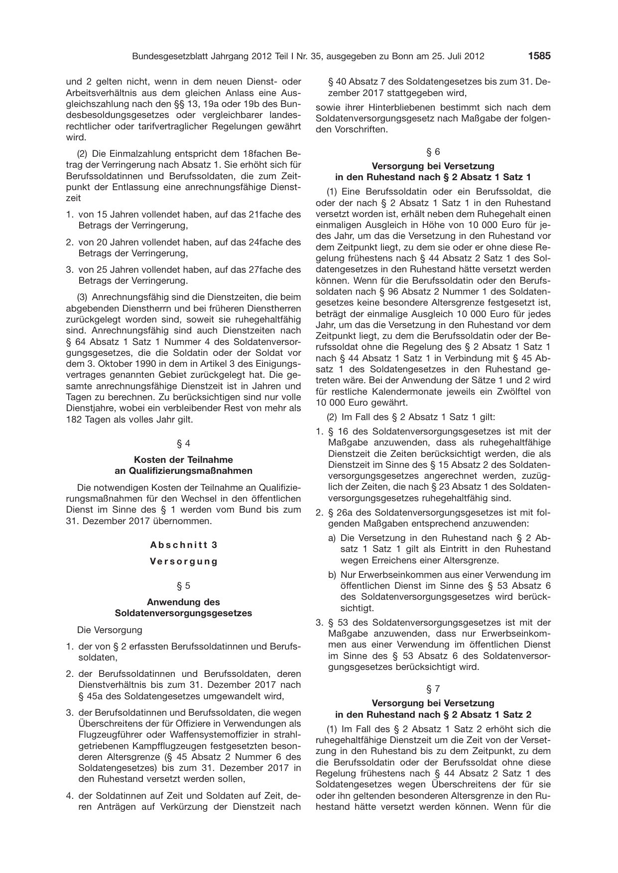 BGBl. 2012, Seite 1585 — Originalseite als Abbildung