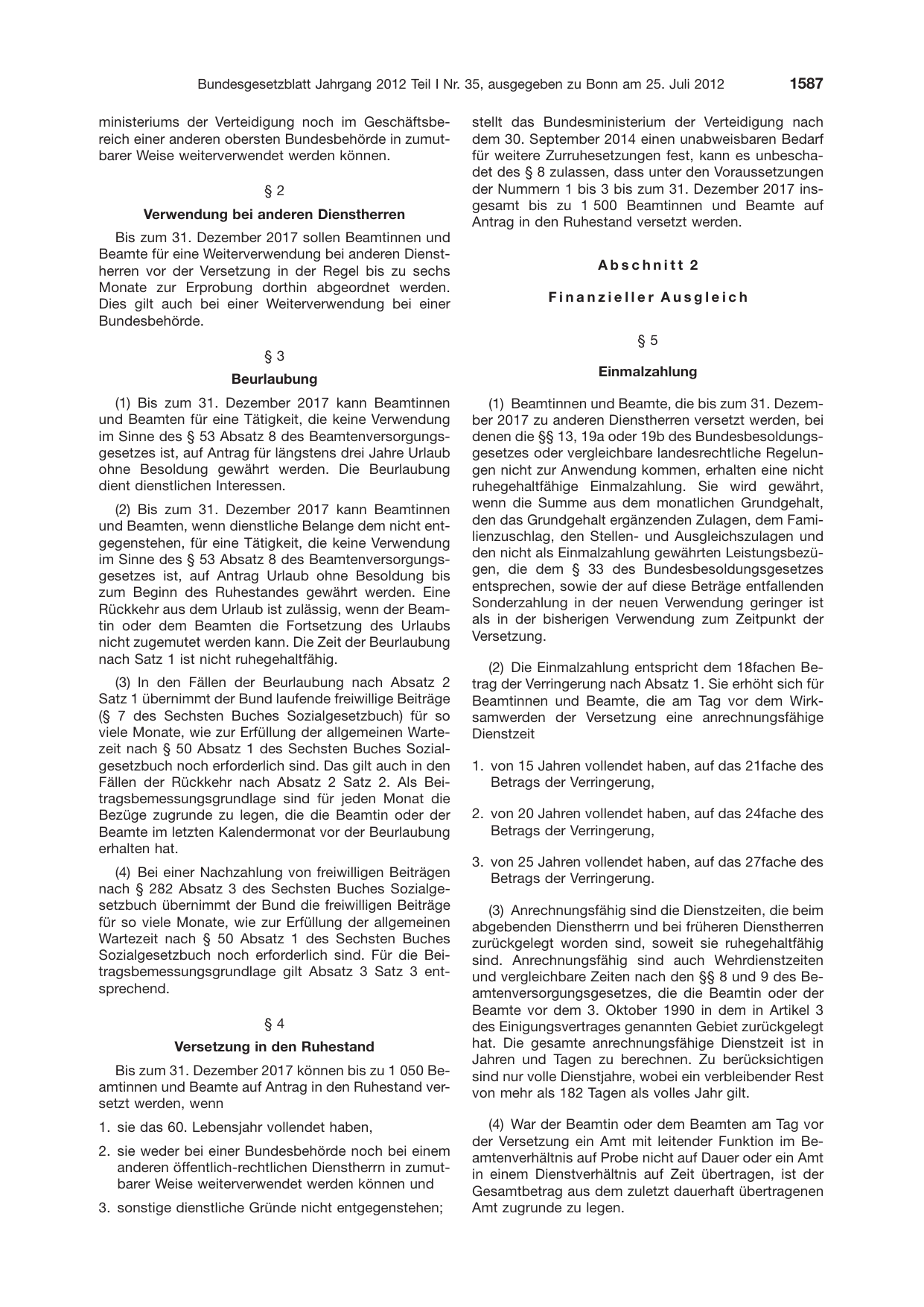 BGBl. 2012, Seite 1587 — Originalseite als Abbildung