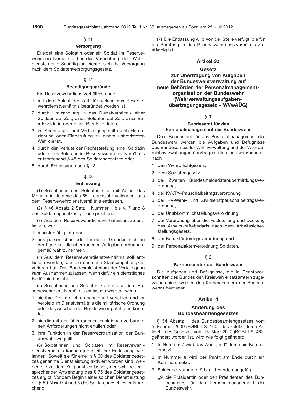 BGBl. 2012, Seite 1590 — Originalseite als Abbildung