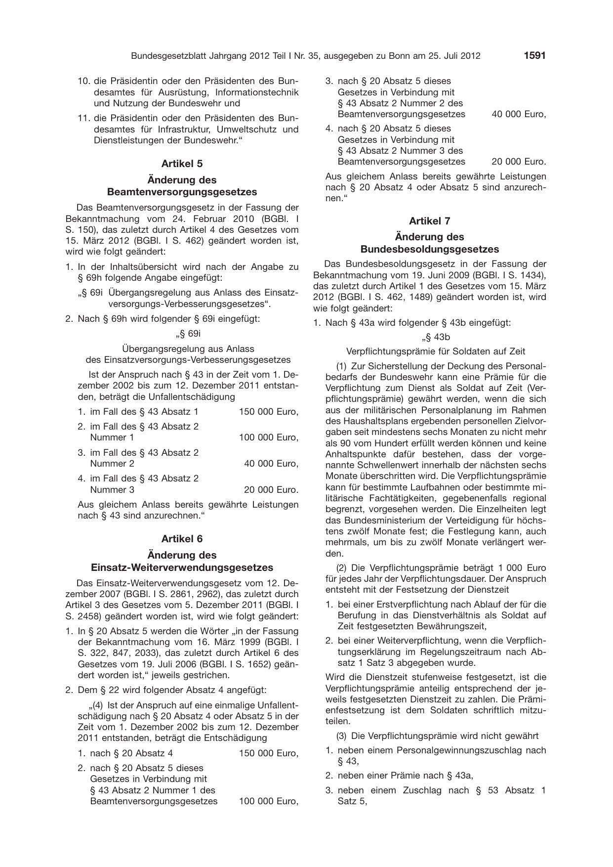 BGBl. 2012, Seite 1591 — Originalseite als Abbildung