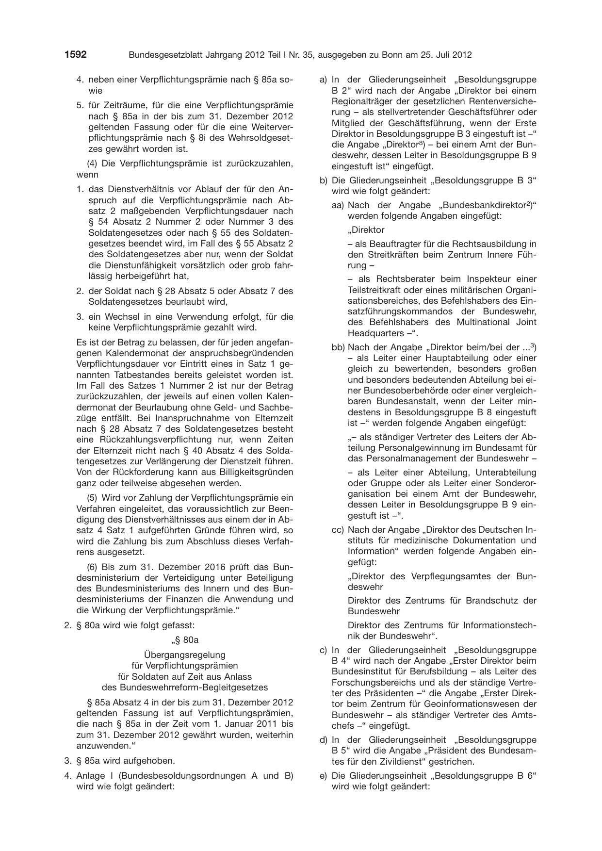 BGBl. 2012, Seite 1592 — Originalseite als Abbildung