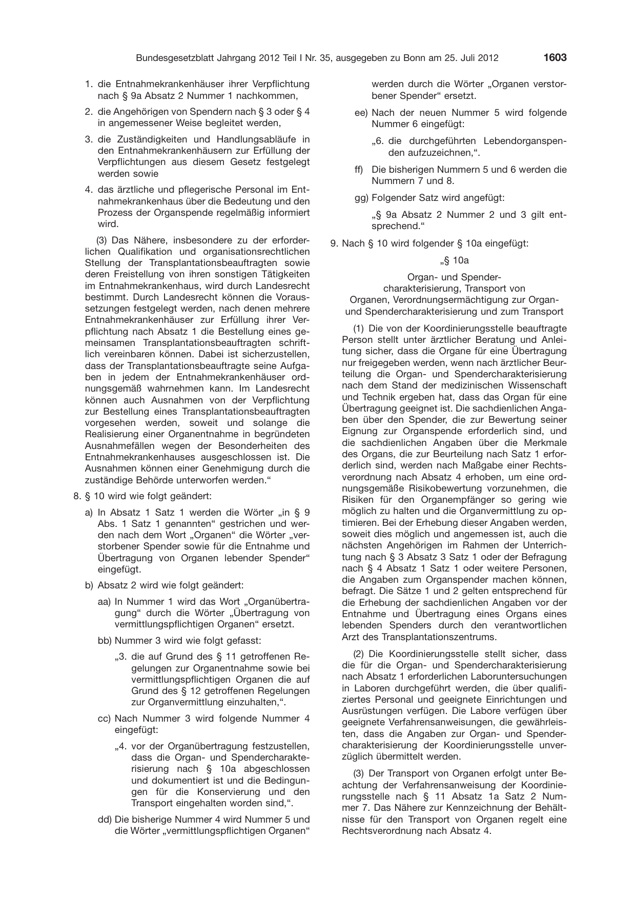 BGBl. 2012, Seite 1603 — Originalseite als Abbildung