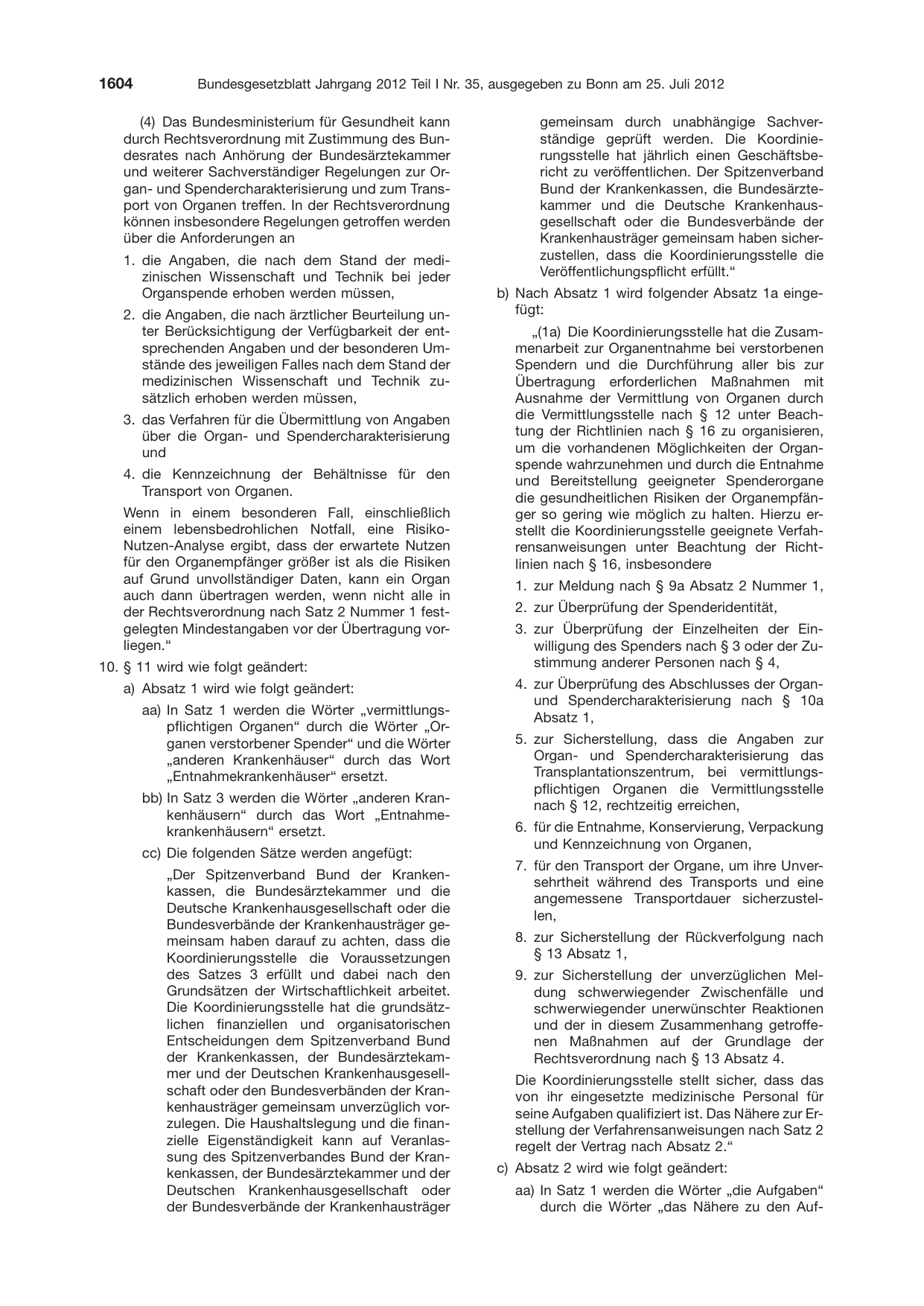 BGBl. 2012, Seite 1604 — Originalseite als Abbildung