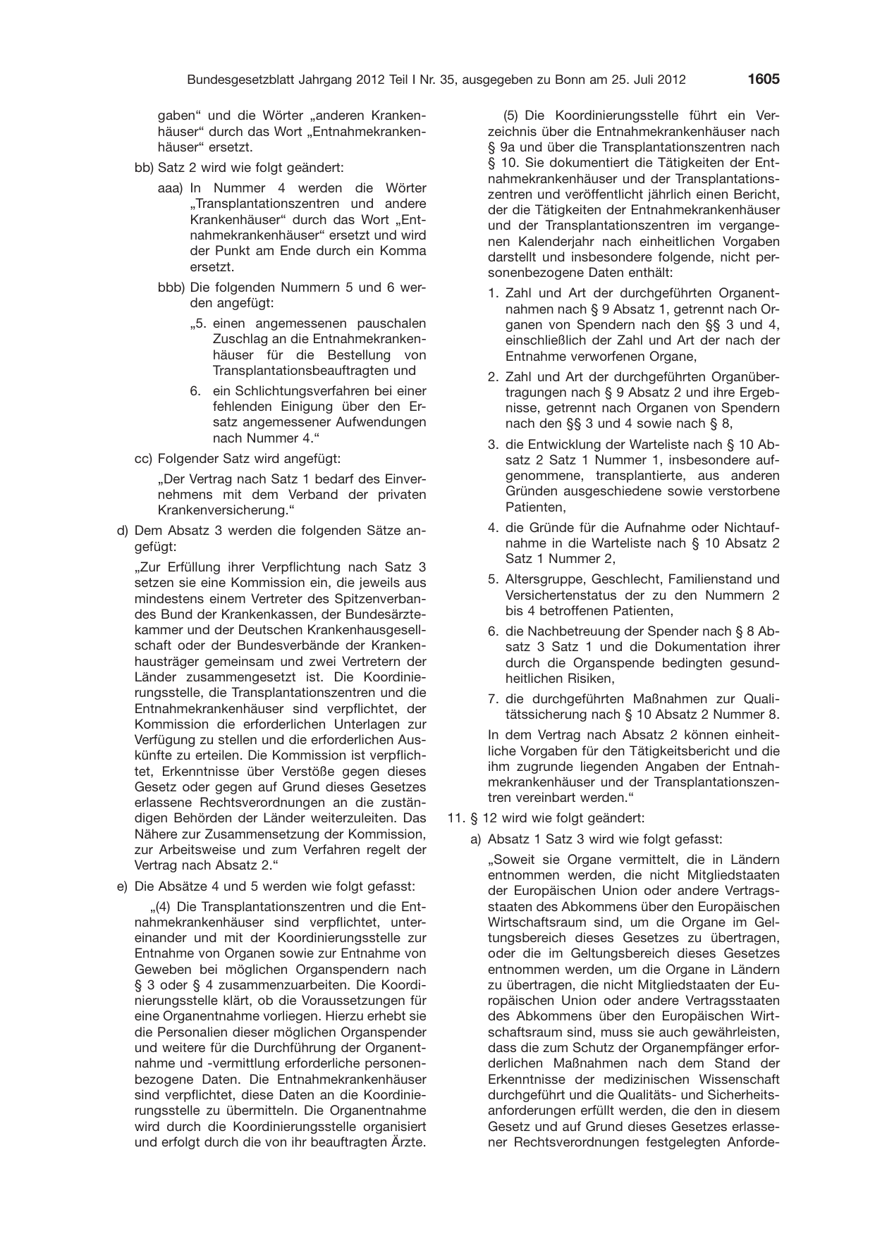 BGBl. 2012, Seite 1605 — Originalseite als Abbildung