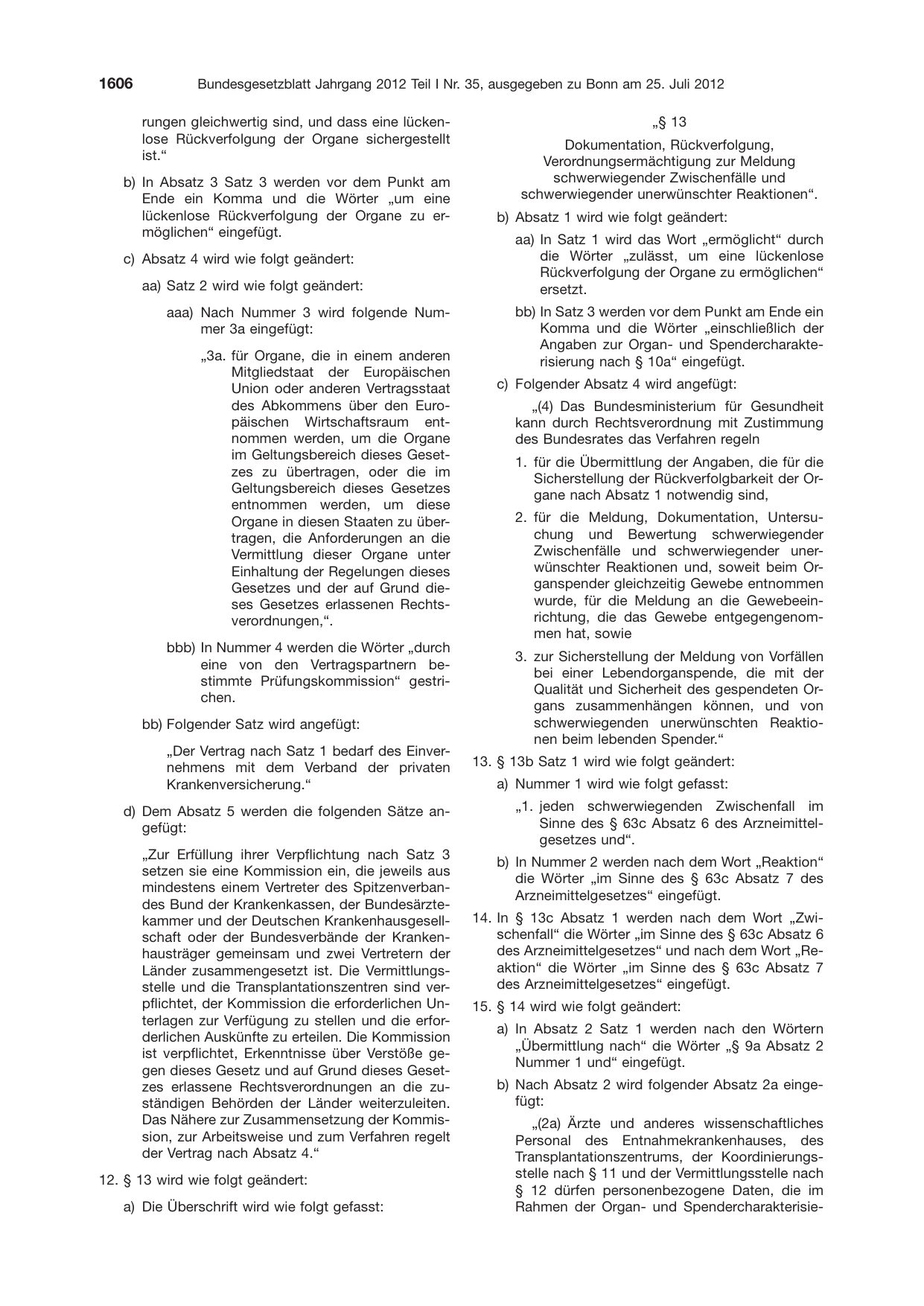 BGBl. 2012, Seite 1606 — Originalseite als Abbildung