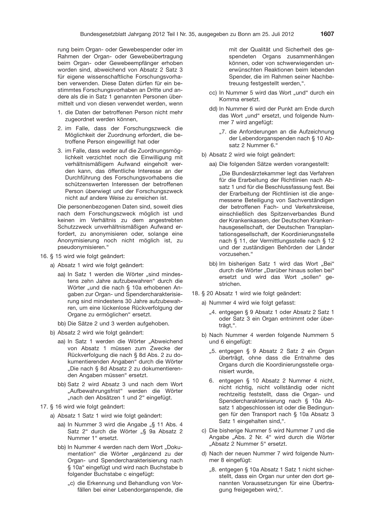 BGBl. 2012, Seite 1607 — Originalseite als Abbildung