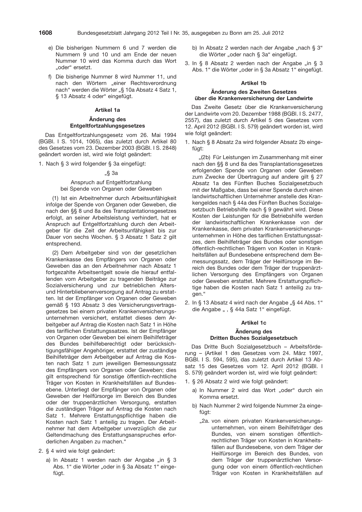 BGBl. 2012, Seite 1608 — Originalseite als Abbildung