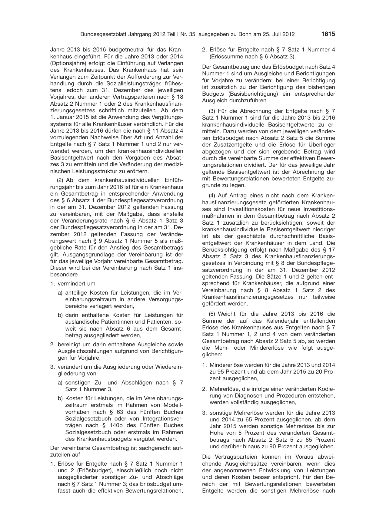 BGBl. 2012, Seite 1615 — Originalseite als Abbildung