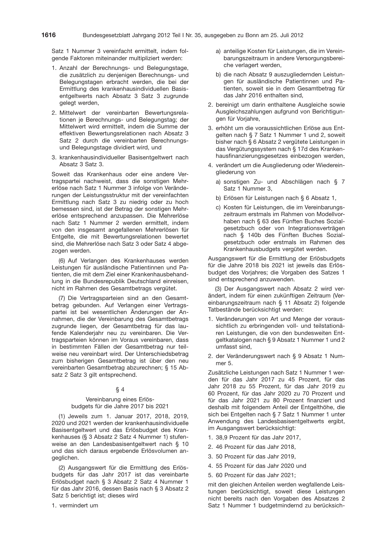 BGBl. 2012, Seite 1616 — Originalseite als Abbildung