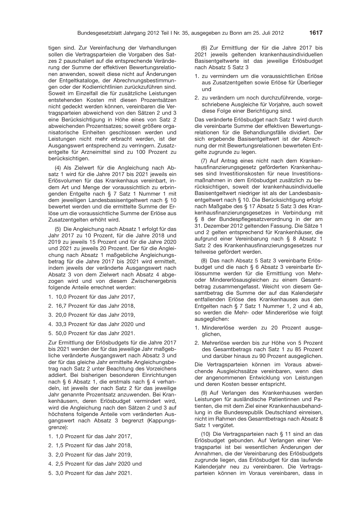 BGBl. 2012, Seite 1617 — Originalseite als Abbildung