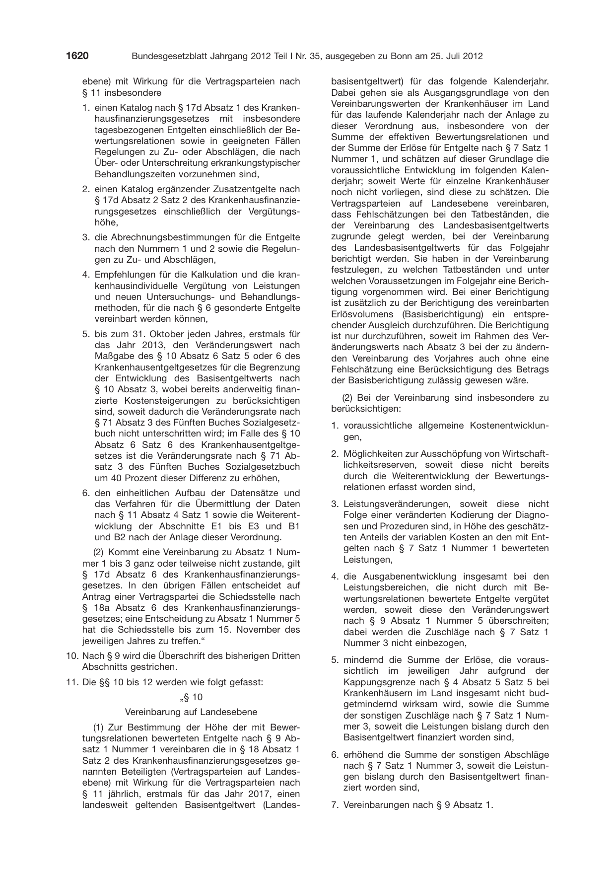 BGBl. 2012, Seite 1620 — Originalseite als Abbildung