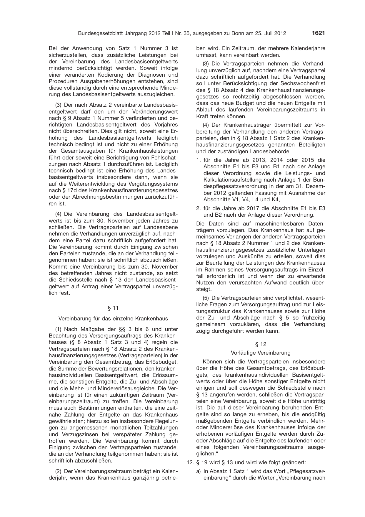 BGBl. 2012, Seite 1621 — Originalseite als Abbildung