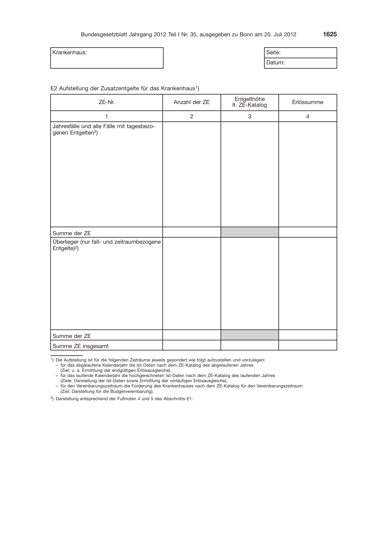 BGBl. 2012, Seite 1625 — Originalseite als Abbildung