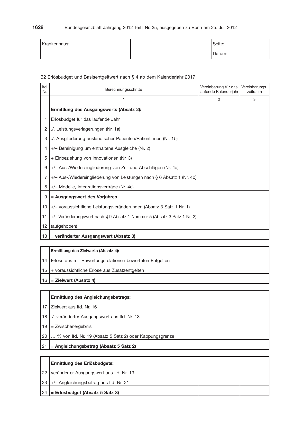 BGBl. 2012, Seite 1628 — Originalseite als Abbildung