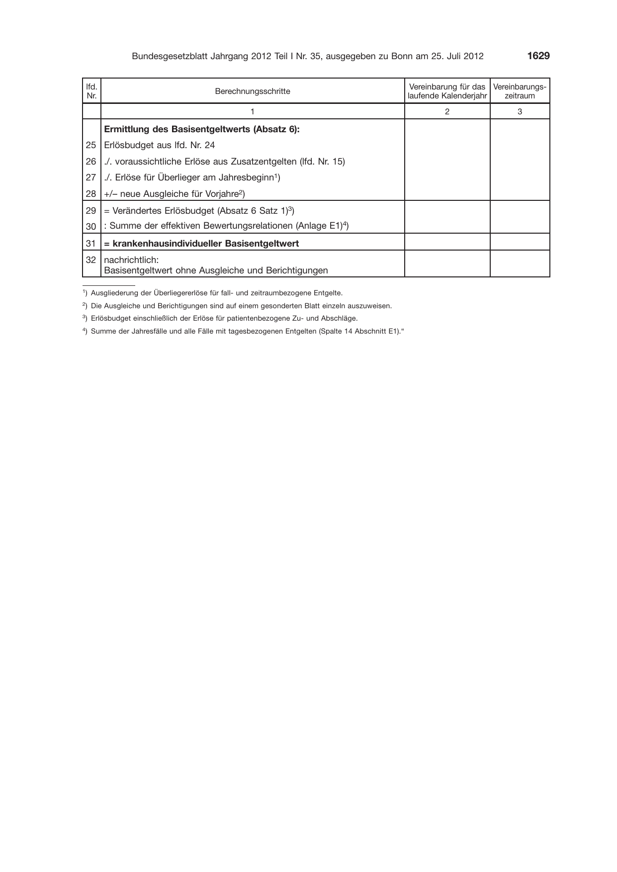 BGBl. 2012, Seite 1629 — Originalseite als Abbildung