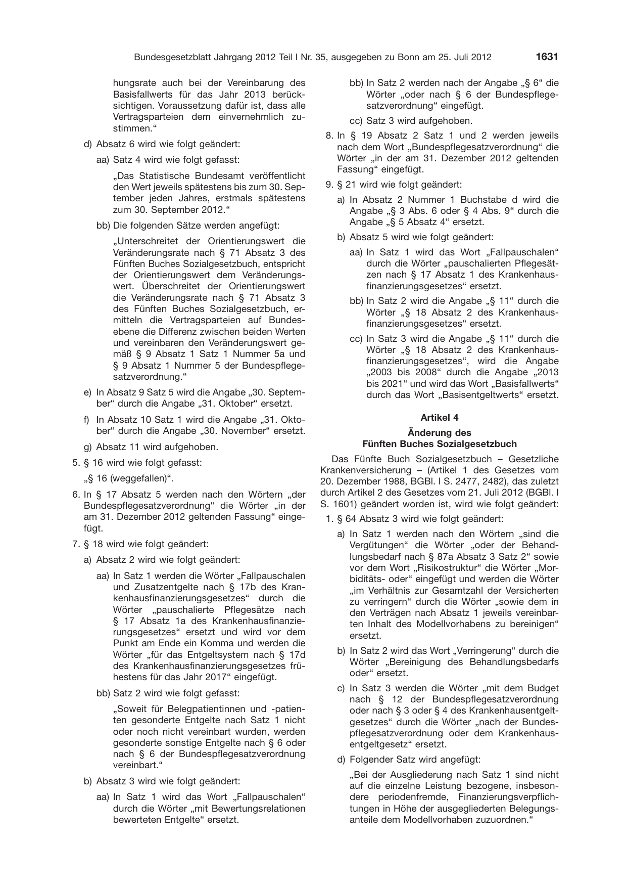 BGBl. 2012, Seite 1631 — Originalseite als Abbildung