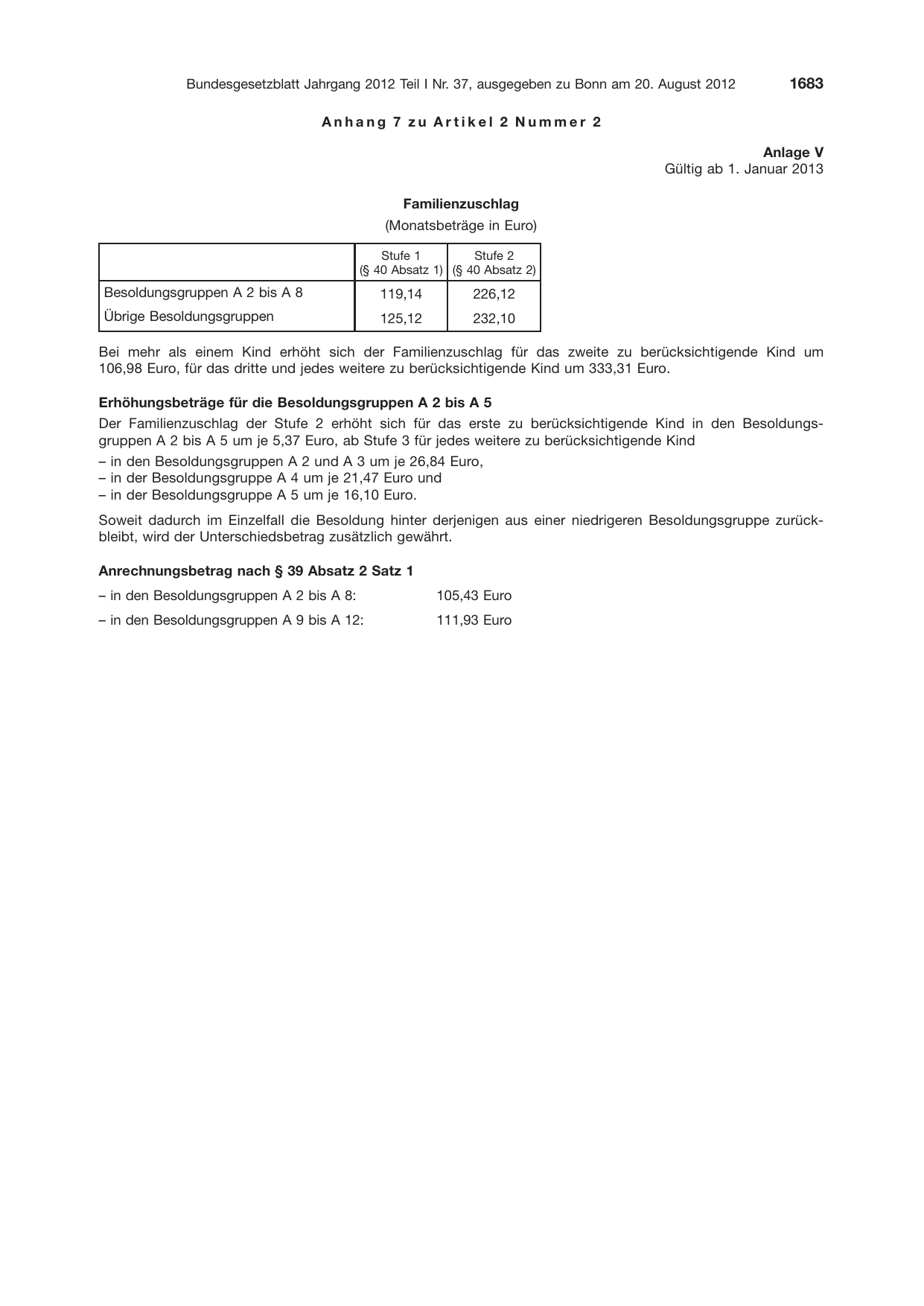 BGBl. 2012, Seite 1683 — Originalseite als Abbildung