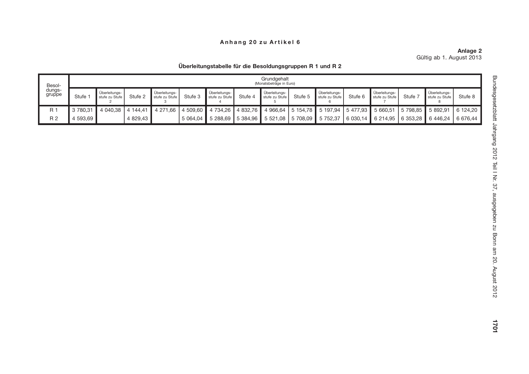 BGBl. 2012, Seite 1701 — Originalseite als Abbildung