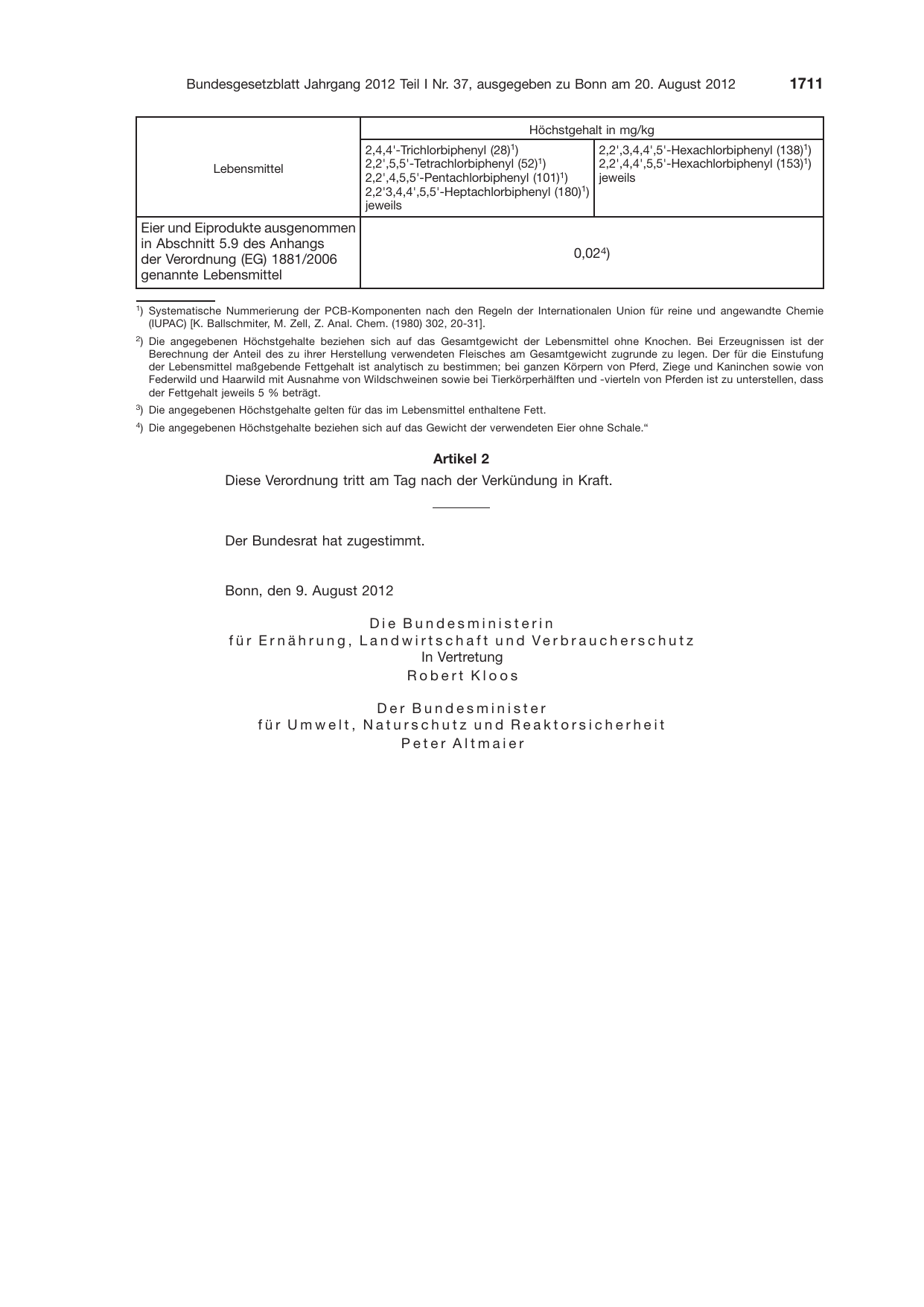 BGBl. 2012, Seite 1711 — Originalseite als Abbildung