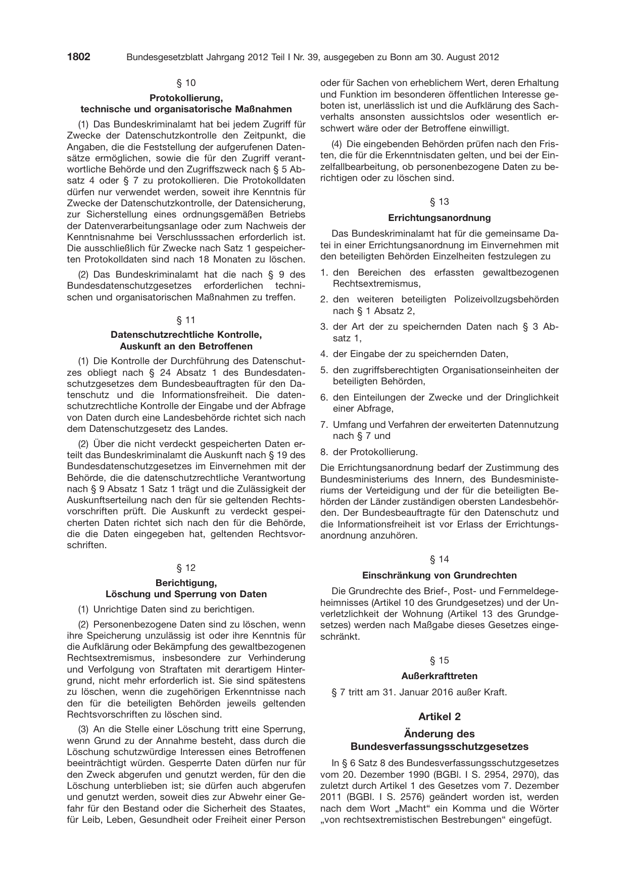 BGBl. 2012, Seite 1802 — Originalseite als Abbildung