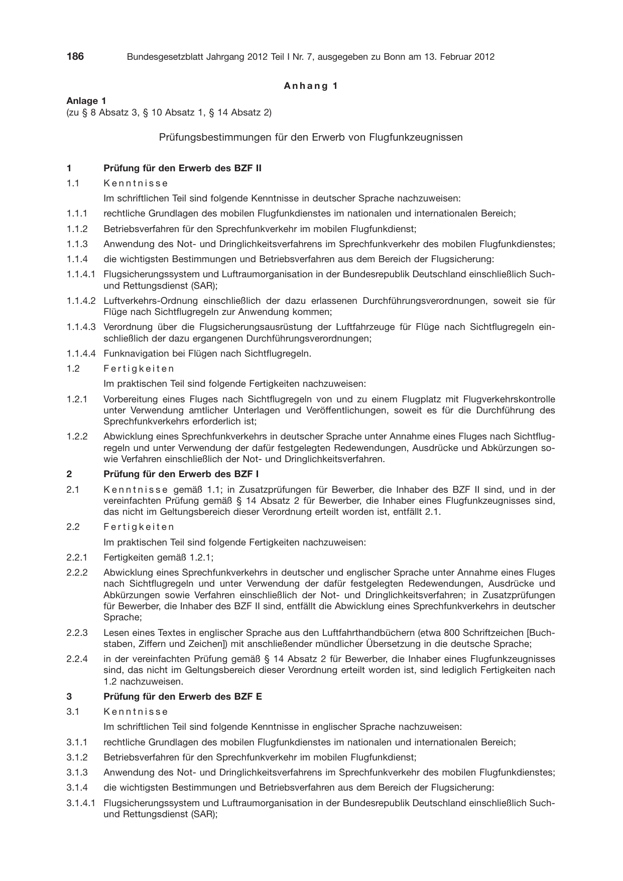 BGBl. 2012, Seite 186 — Originalseite als Abbildung