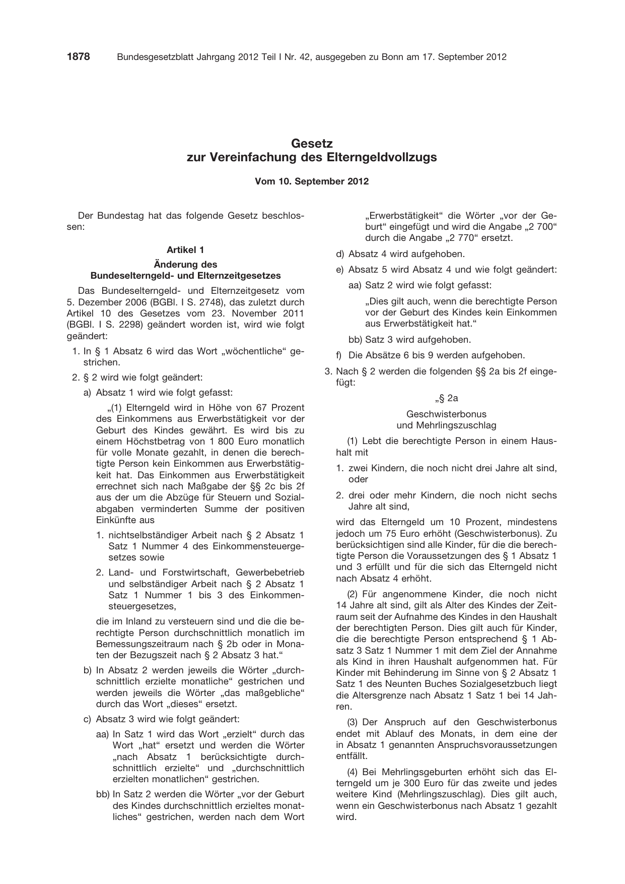 BGBl. 2012, Seite 1878 — Originalseite als Abbildung