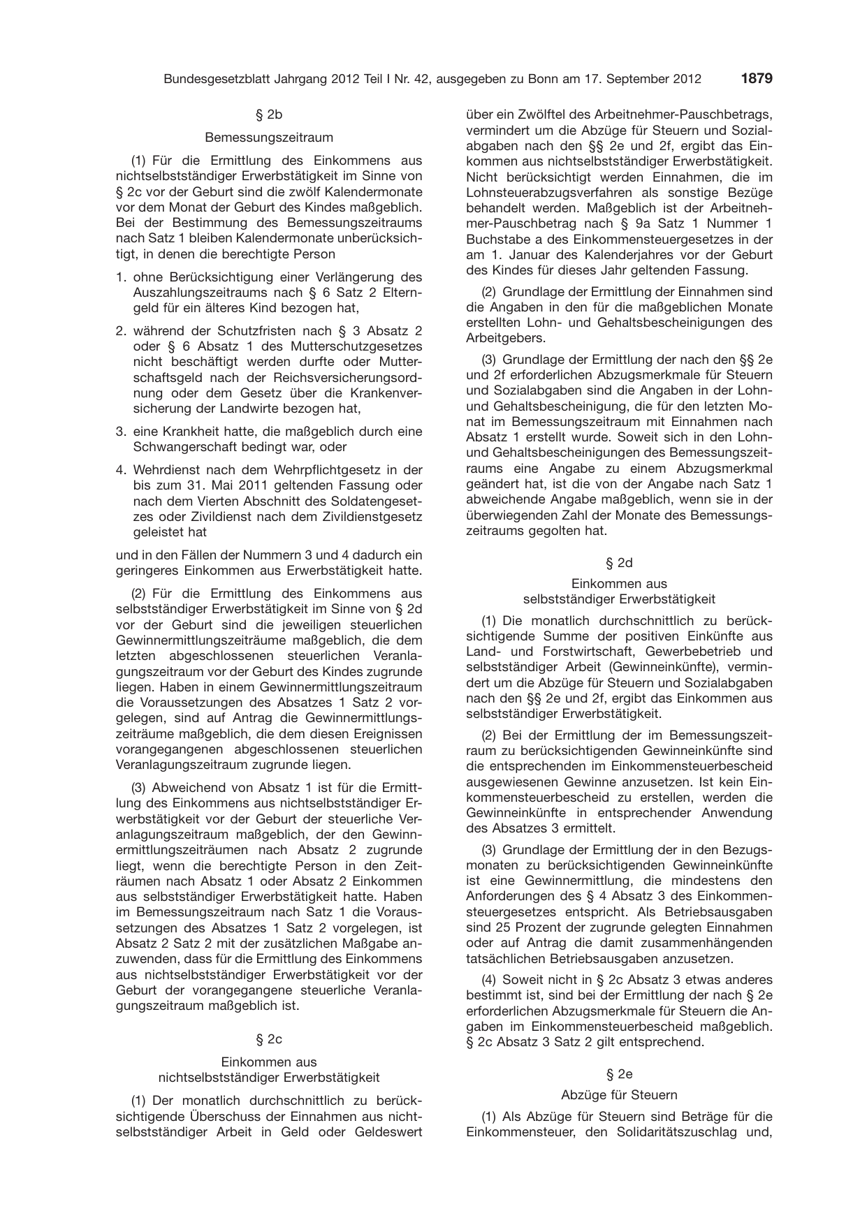 BGBl. 2012, Seite 1879 — Originalseite als Abbildung