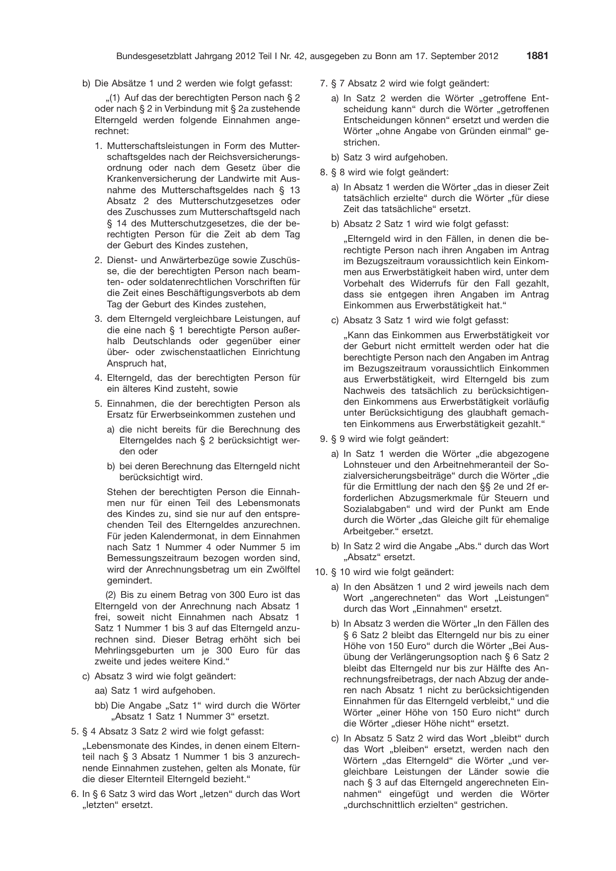 BGBl. 2012, Seite 1881 — Originalseite als Abbildung