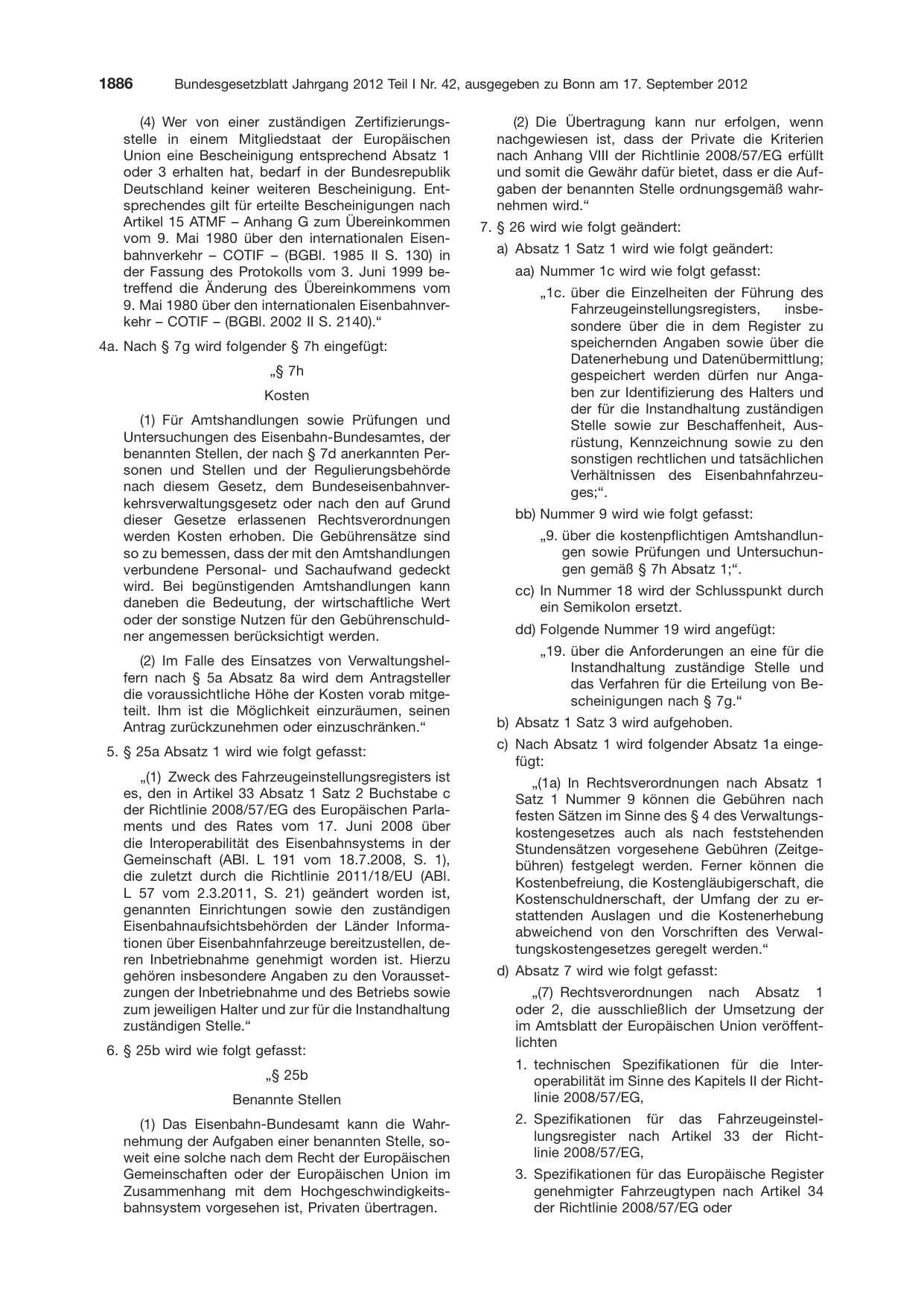 BGBl. 2012, Seite 1886 — Originalseite als Abbildung