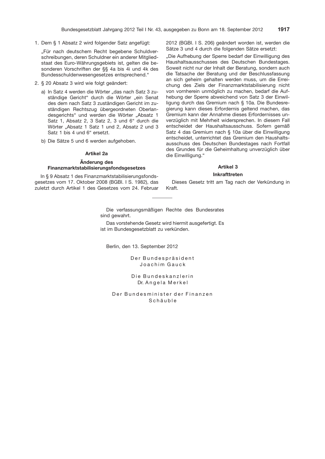 BGBl. 2012, Seite 1917 — Originalseite als Abbildung
