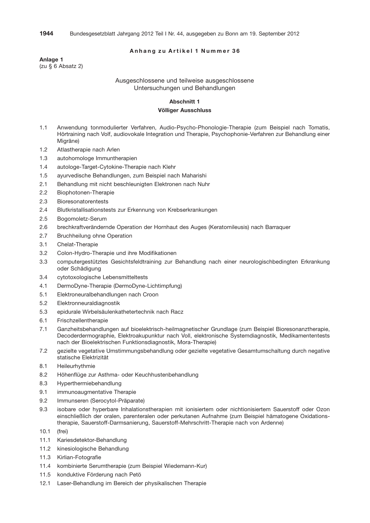 BGBl. 2012, Seite 1944 — Originalseite als Abbildung