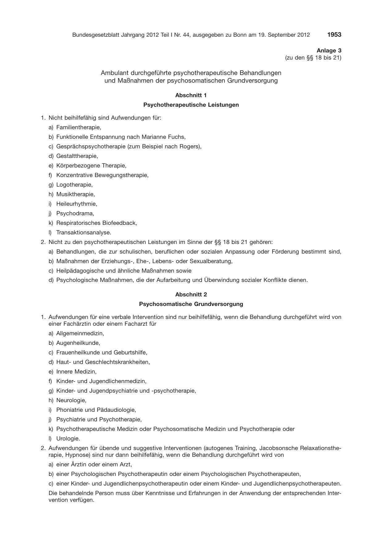 BGBl. 2012, Seite 1953 — Originalseite als Abbildung