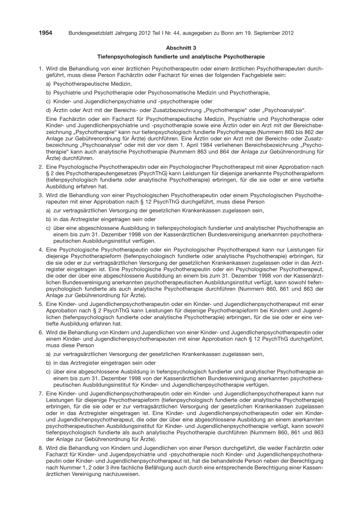 BGBl. 2012, Seite 1954 — Originalseite als Abbildung
