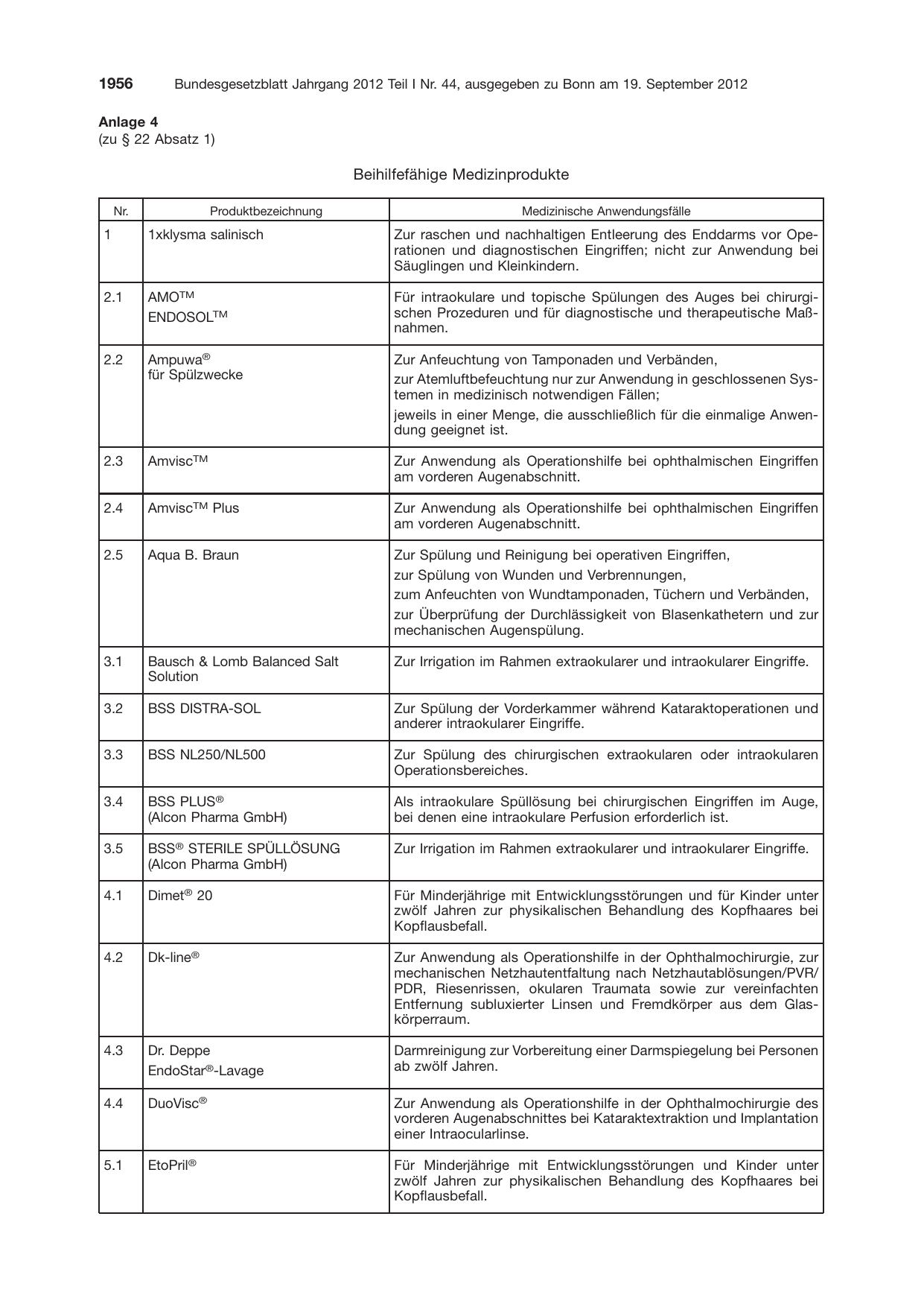 BGBl. 2012, Seite 1956 — Originalseite als Abbildung