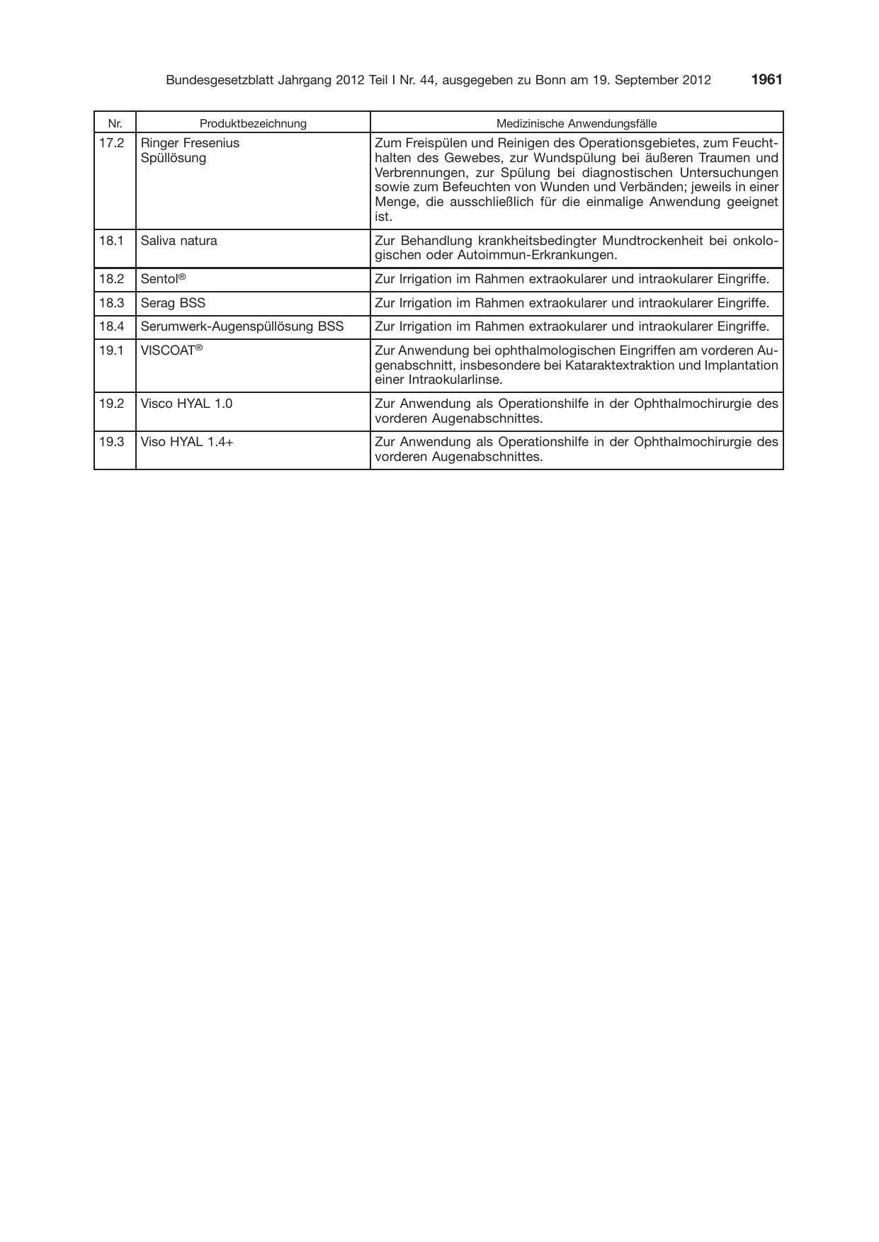 BGBl. 2012, Seite 1961 — Originalseite als Abbildung