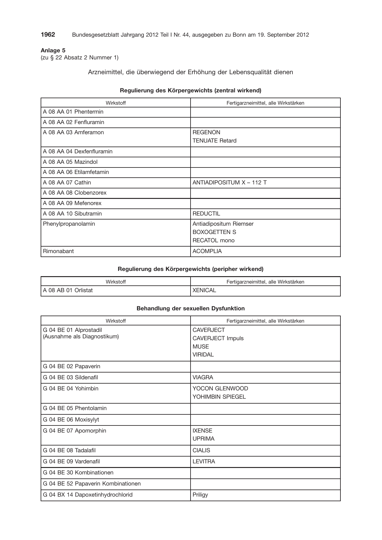 BGBl. 2012, Seite 1962 — Originalseite als Abbildung