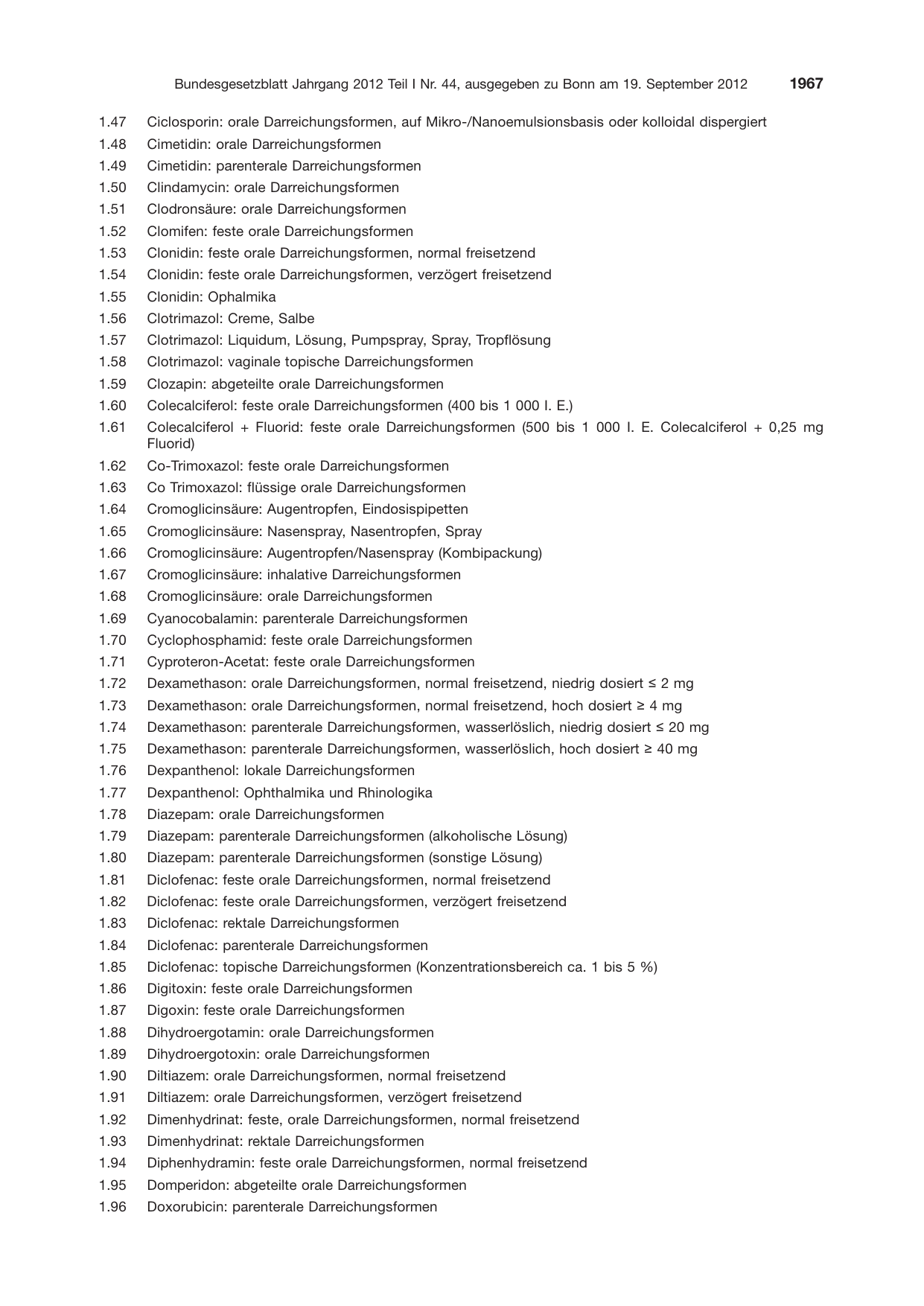 BGBl. 2012, Seite 1967 — Originalseite als Abbildung