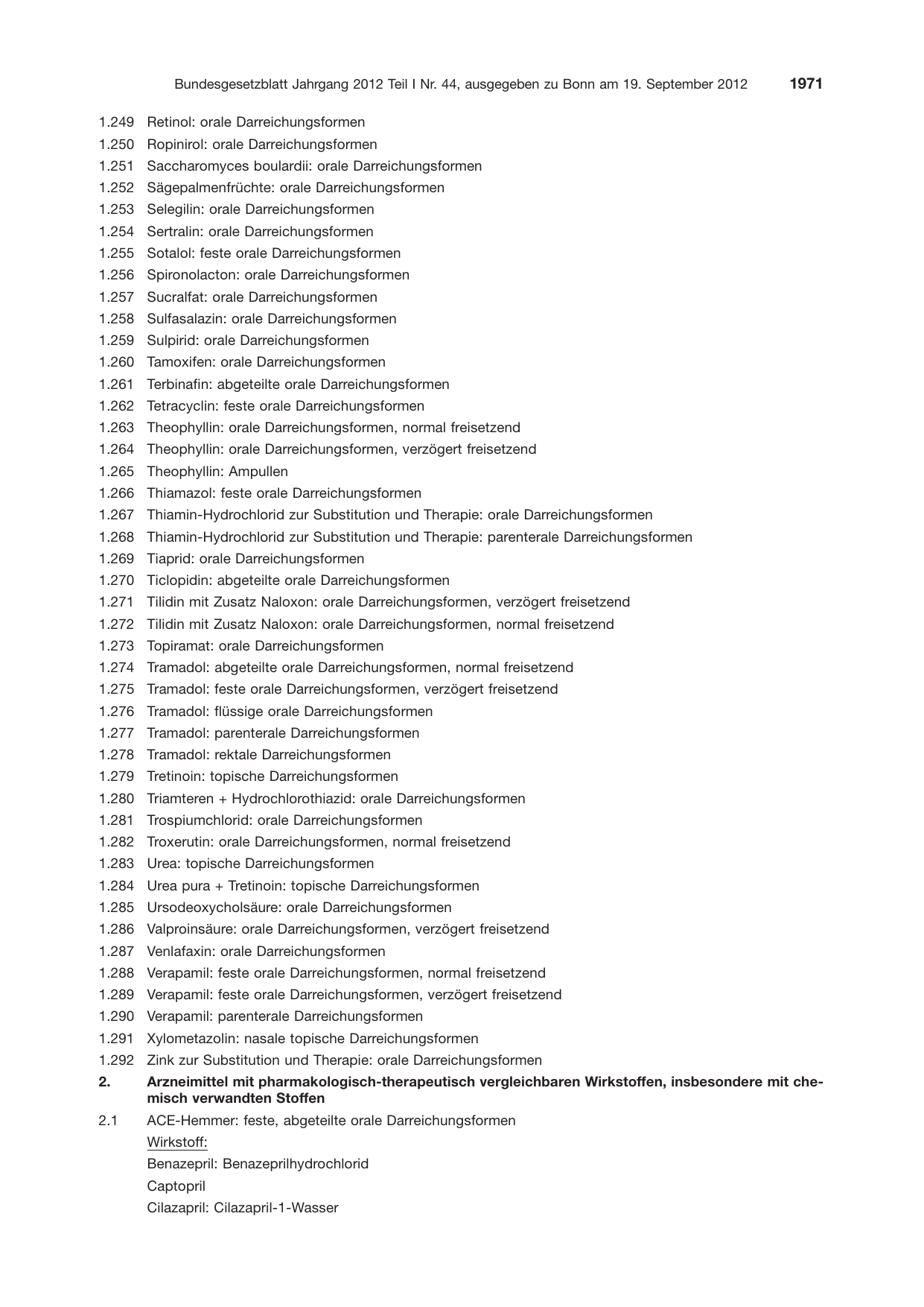 BGBl. 2012, Seite 1971 — Originalseite als Abbildung