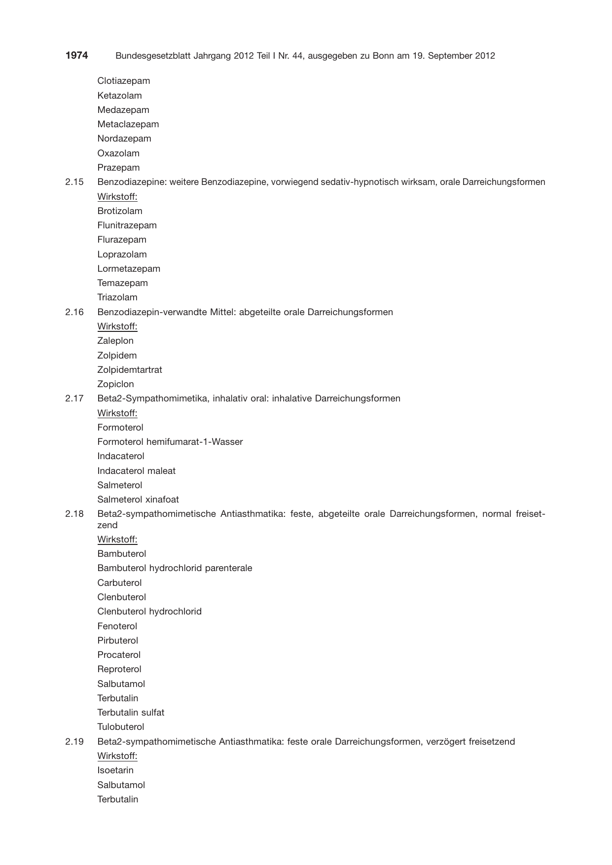 BGBl. 2012, Seite 1974 — Originalseite als Abbildung