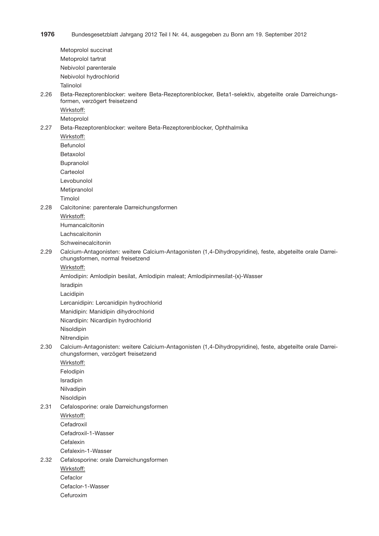 BGBl. 2012, Seite 1976 — Originalseite als Abbildung