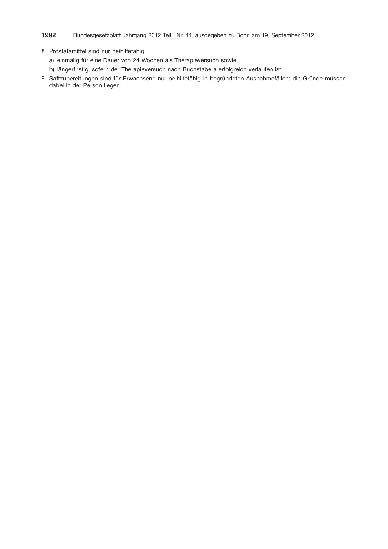 BGBl. 2012, Seite 1992 — Originalseite als Abbildung